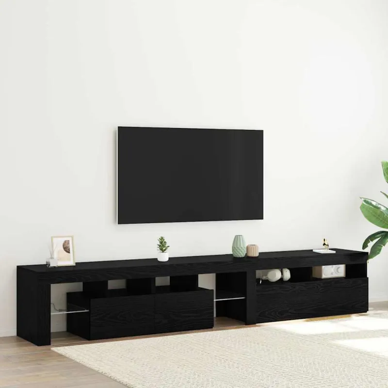 Televizoriaus spintelė 2 pcs Juodas ąžuolas 230 x 36,5 x 40 cm