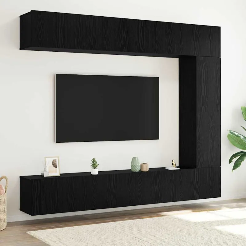 TV spintelių komplektas 5 pcs Juodas ąžuolas Apdirbta mediena