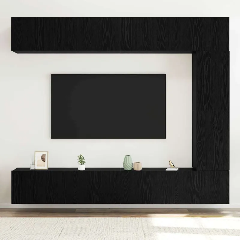 TV spintelių komplektas 5 pcs Juodas ąžuolas Apdirbta mediena