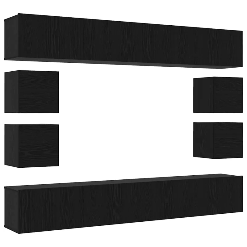 TV spintelių komplektas 8 pcs Juodas ąžuolas Apdirbta mediena