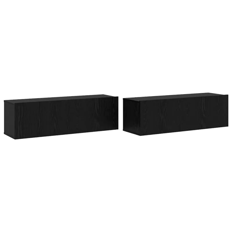 TV spintelių komplektas 8 pcs Juodas ąžuolas Apdirbta mediena