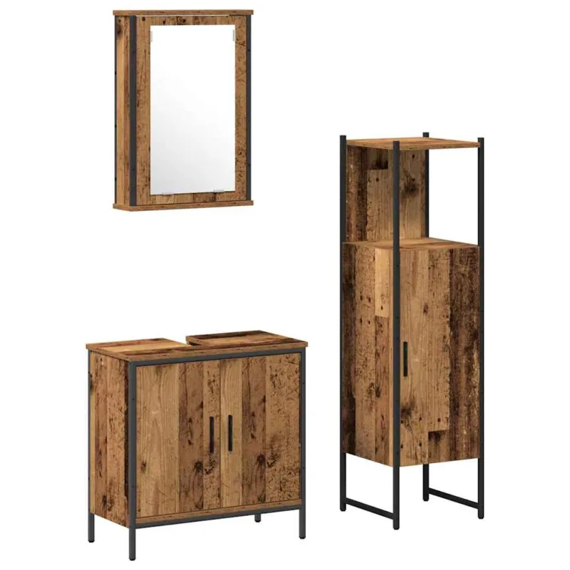 Vonios baldų rinkinys su saugykla 3 pcs Ruda 33 x 33 x 120.5 cm