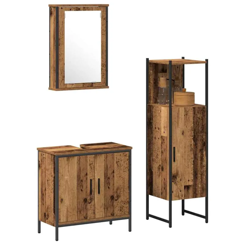 Vonios baldų rinkinys su saugykla 3 pcs Ruda 33 x 33 x 120.5 cm