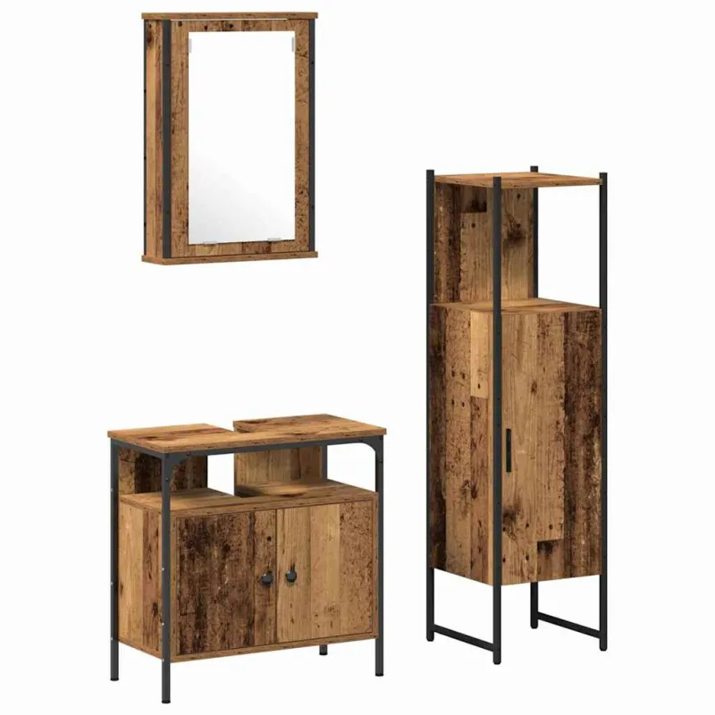 Vonios baldų rinkinys su saugykla 3 pcs Ruda 33 x 33 x 120.5 cm