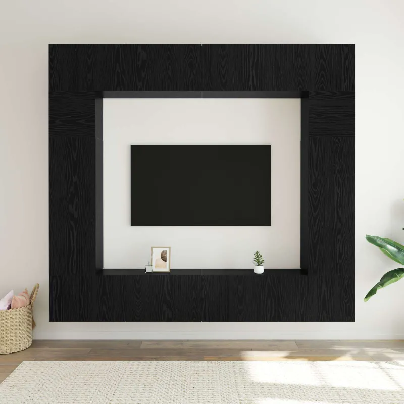 TV spintelių komplektas 8 pcs Juodas ąžuolas Apdirbta mediena
