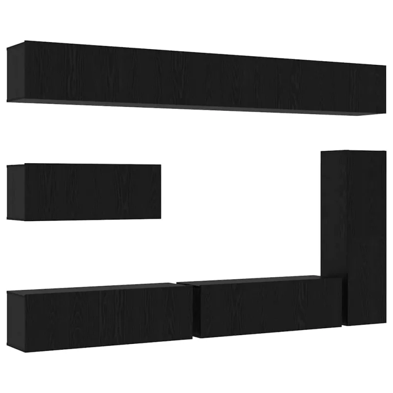 TV spintelių komplektas 7 pcs Juodas ąžuolas Apdirbta mediena