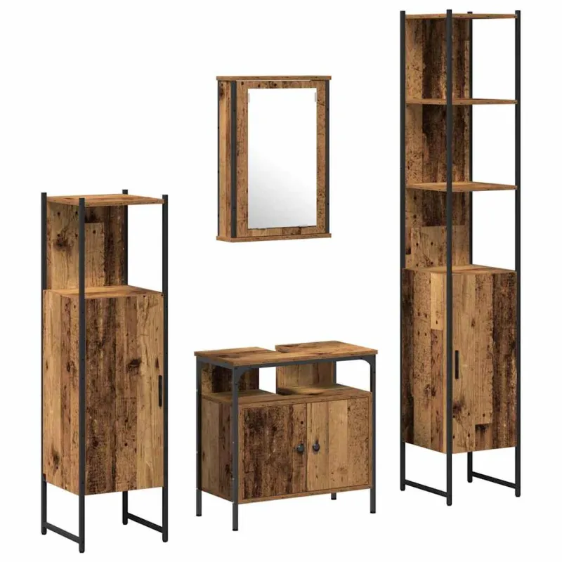Vonios baldų rinkinys 4 pcs Sena mediena Apdirbta mediena