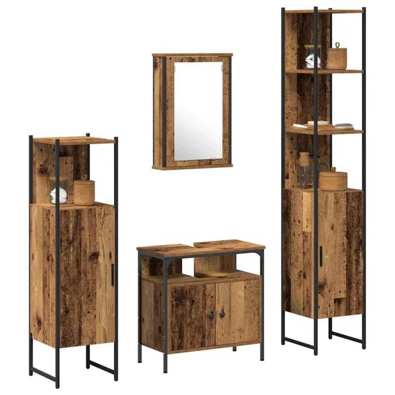 Vonios baldų rinkinys 4 pcs Sena mediena Apdirbta mediena