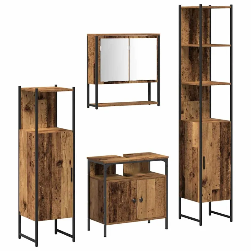 Vonios baldų rinkinys 4 pcs Sena mediena Apdirbta mediena