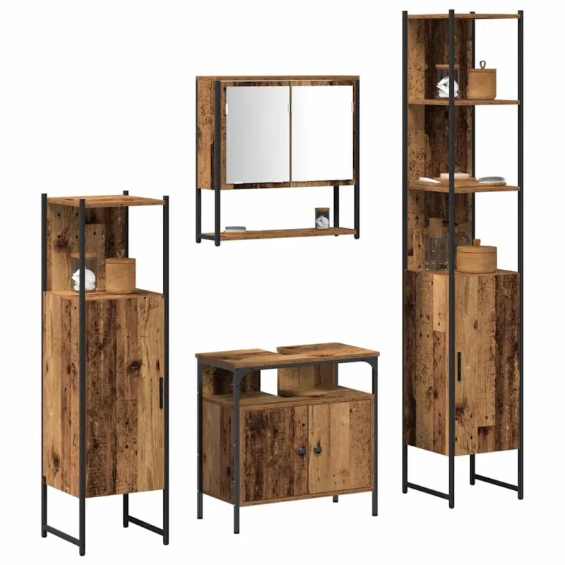 Vonios baldų rinkinys 4 pcs Sena mediena Apdirbta mediena