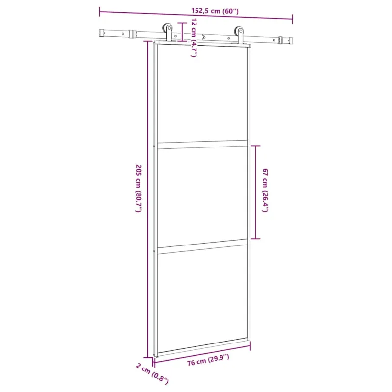 Stumdomos durys su įrangos rinkiniu, 76x205cm