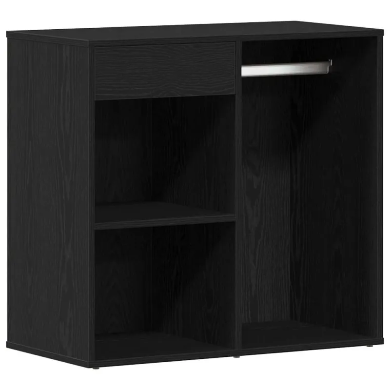LED makiažo stalo komplektas Juodas ąžuolas 140 x 40 x 140 cm