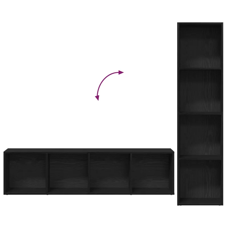 Knygų lentyna 3 pcs Juodas ąžuolas 36 x 30 x 143 cm