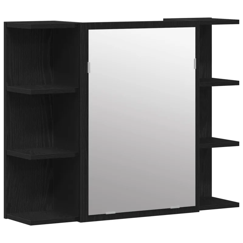 Vonios baldų rinkinys su lentyna 4 pcs Juoda 30 x 30 x 179,5 cm