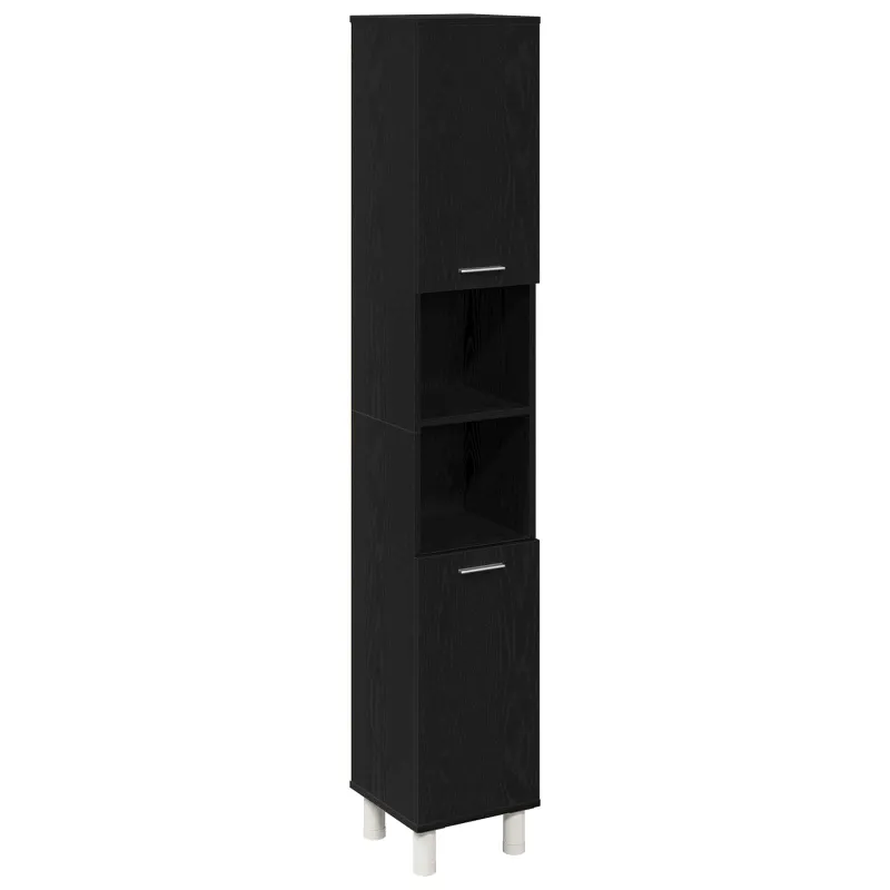 Vonios baldų rinkinys su lentyna 4 pcs Juoda 30 x 30 x 179,5 cm