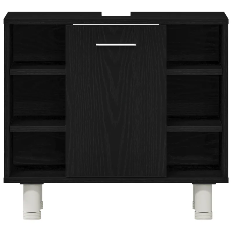 Vonios baldų rinkinys su lentyna 3 pcs Juoda 30 x 30 x 179,5 cm
