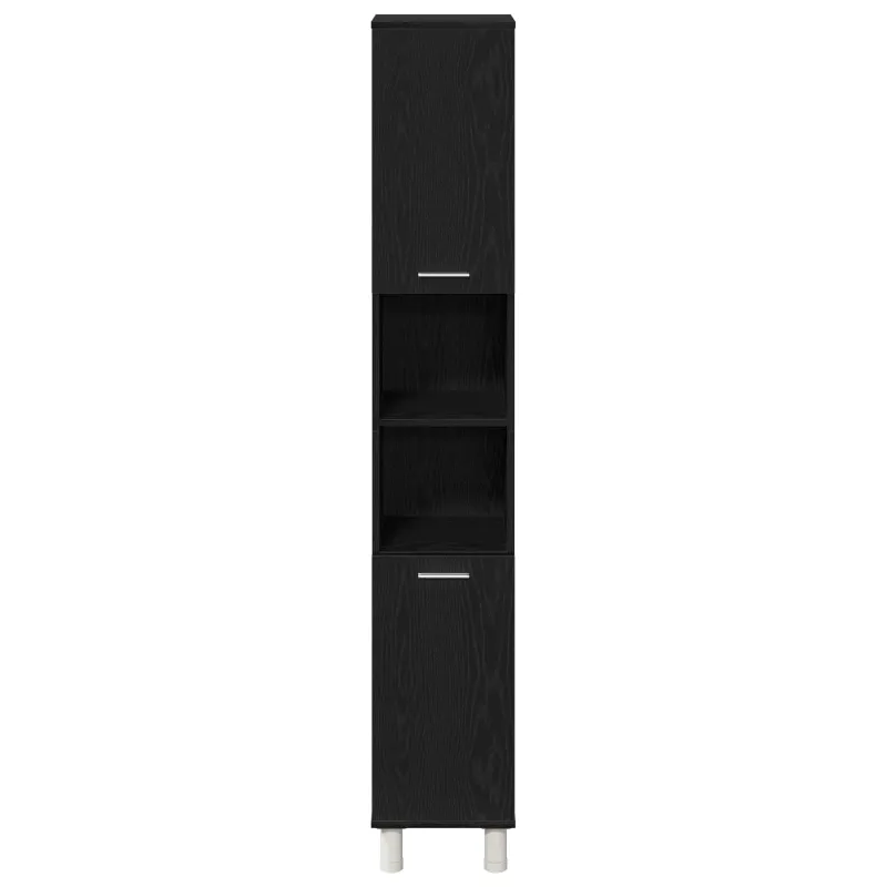 Vonios baldų rinkinys su lentyna 3 pcs Juoda 30 x 30 x 179,5 cm