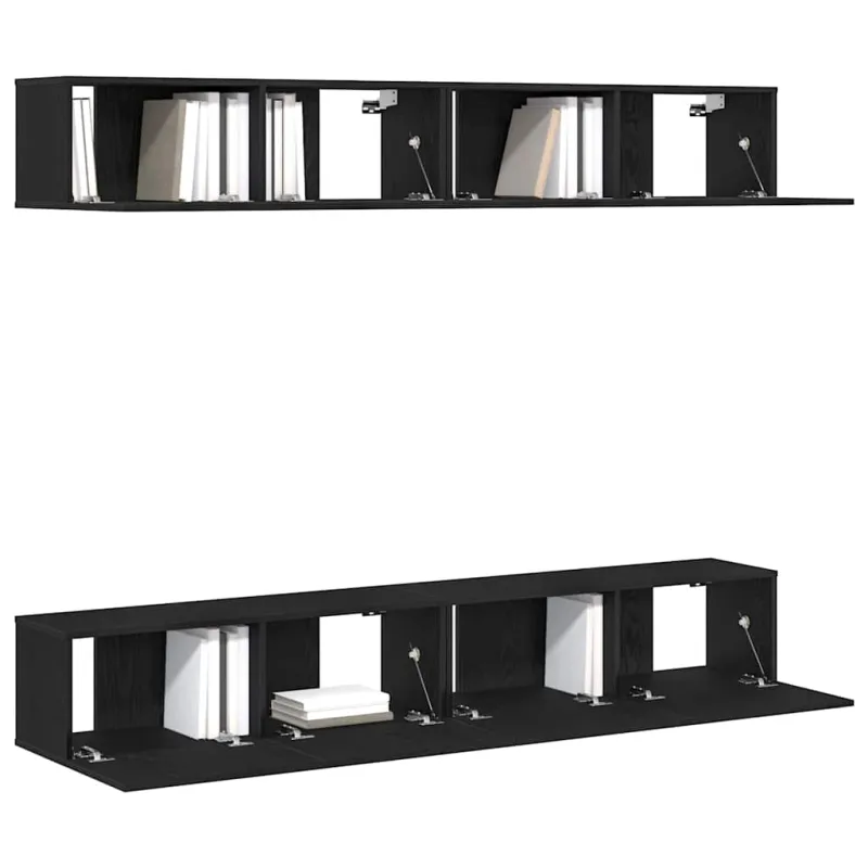 TV spintelių komplektas 4 pcs Juodas ąžuolas 100 x 30 x 30 cm