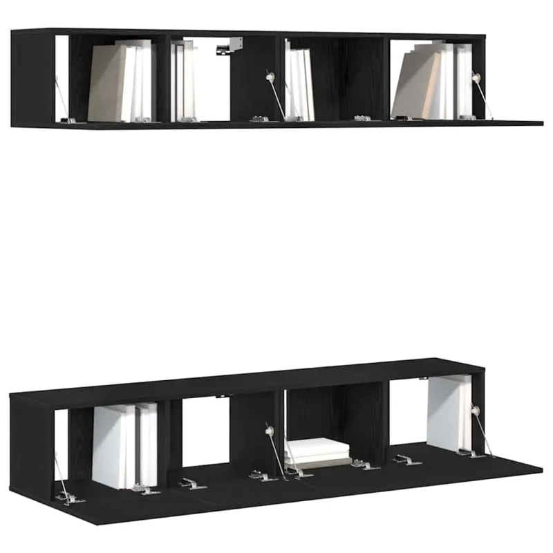 TV spintelių komplektas 4 pcs Juodas ąžuolas 80 x 30 x 30 cm