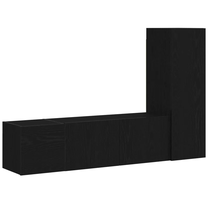 TV spintelių komplektas 3 pcs Juodas ąžuolas Apdirbta mediena