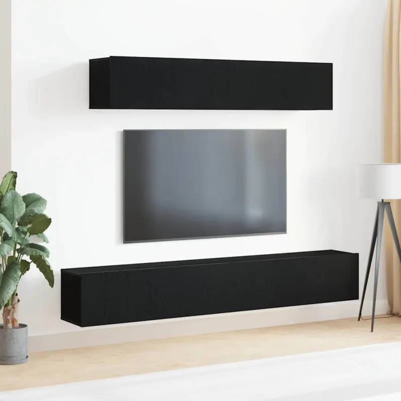 TV spintelių komplektas 4 pcs Juodojo ąžuolo Apdirbta mediena