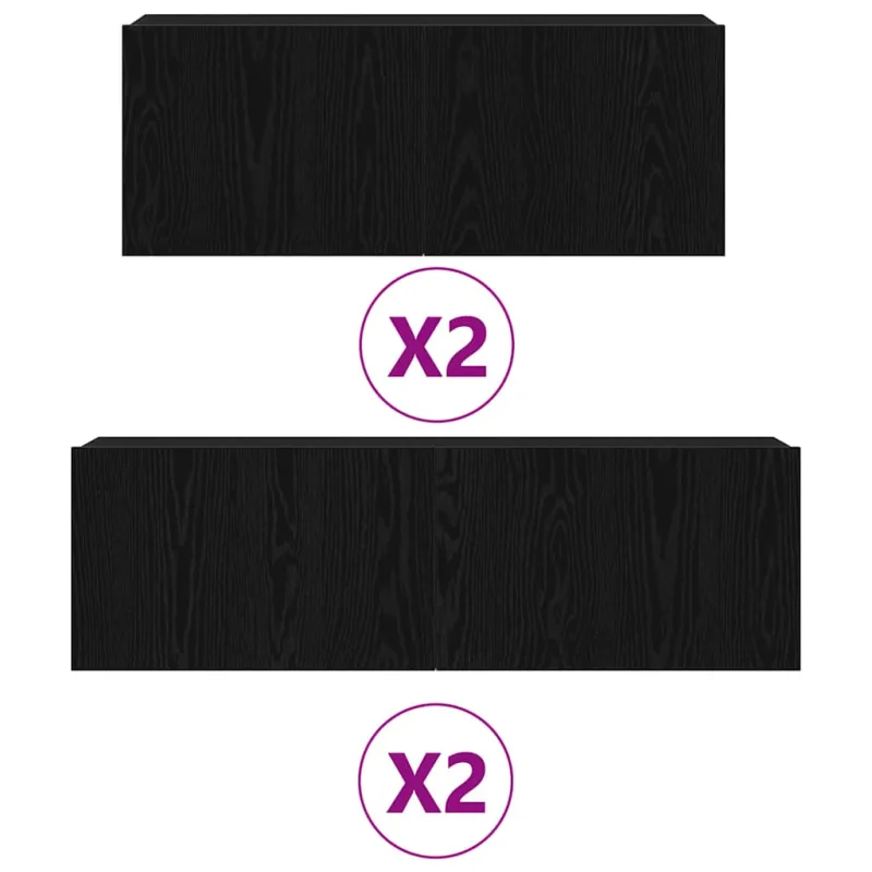 TV spintelių komplektas 4 pcs Juodojo ąžuolo Apdirbta mediena