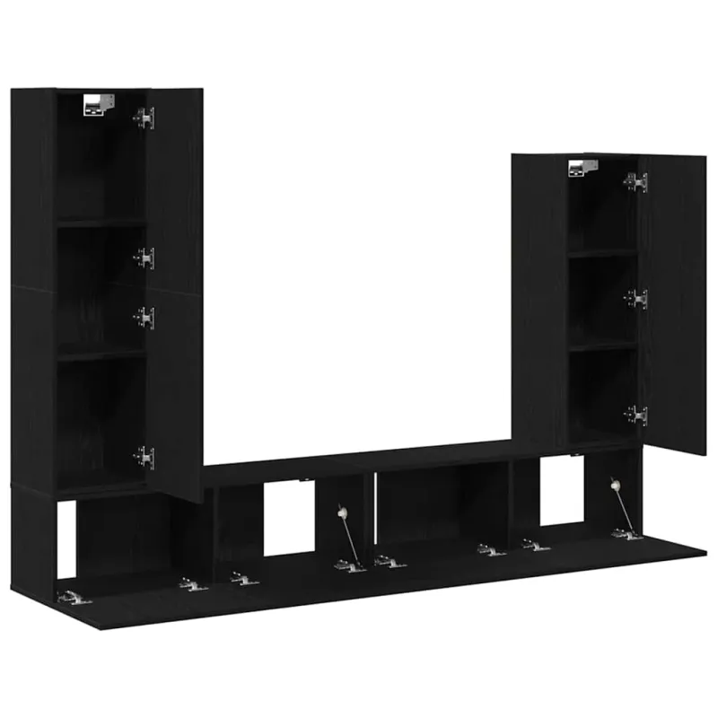 TV spintelių komplektas 6 pcs Juodas ąžuolas Apdirbta mediena