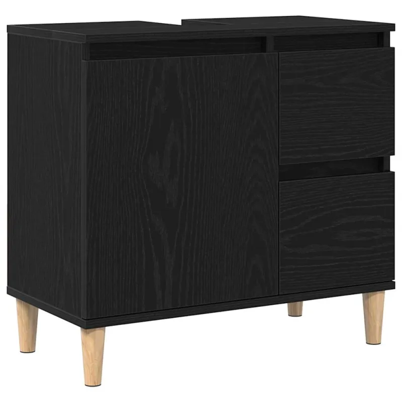 Vonios baldų rinkinys su saugykla 3 pcs Juodas ąžuolas