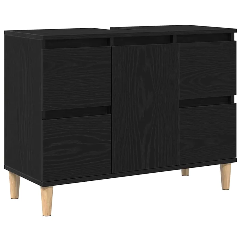 Vonios baldų rinkinys su saugykla 3 pcs Juodas ąžuolas