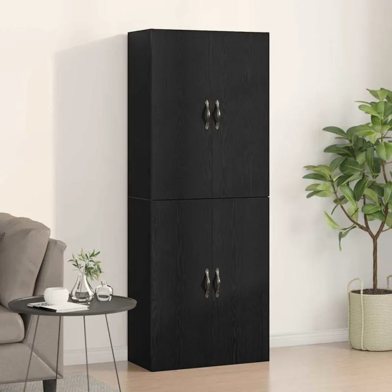 Prie sienos montuojama spinta 2 pcs Juodas ąžuolas