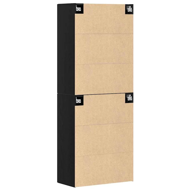 Prie sienos montuojama spinta 2 pcs Juodas ąžuolas
