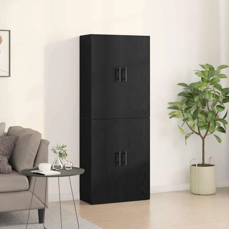 Prie sienos montuojama spinta 2 pcs Juodas ąžuolas