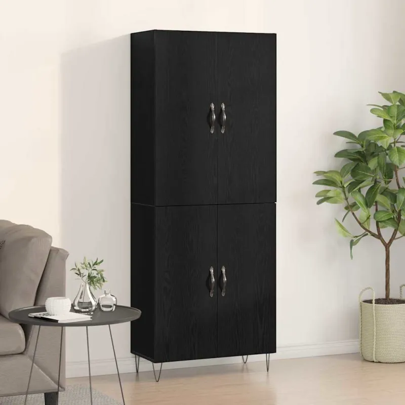 Aukštas spintelė 2 pcs Juodas ąžuolas