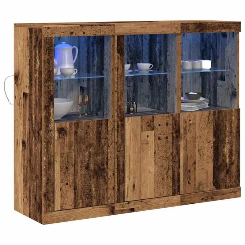 LED Bufetas 3 pcs Senas medis 123 x 37 x 100 cm