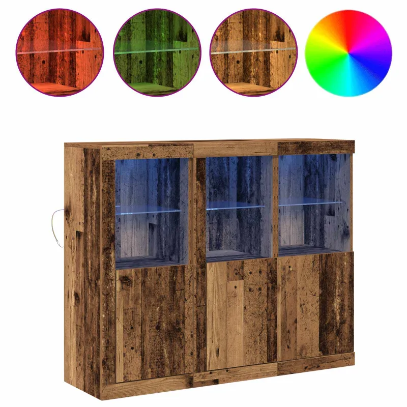 LED Bufetas 3 pcs Senas medis 123 x 37 x 100 cm