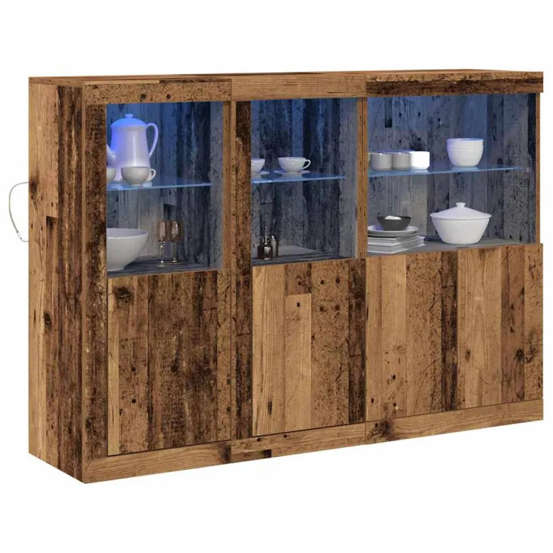 LED Bufetas Senas medis 142,5 x 37 x 100 cm Apdirbta mediena