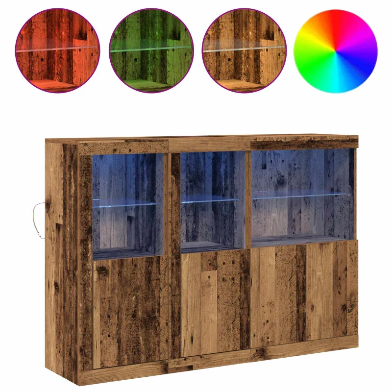 LED Bufetas Senas medis 142,5 x 37 x 100 cm Apdirbta mediena
