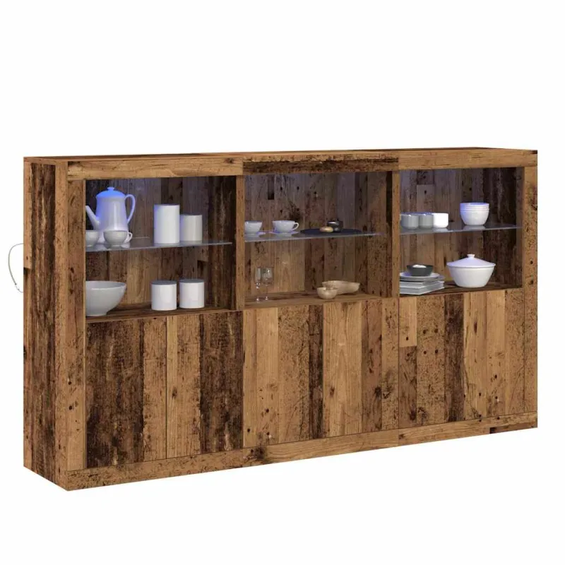 LED Bufetas Senas medis 181,5 x 37 x 100 cm Apdirbta mediena