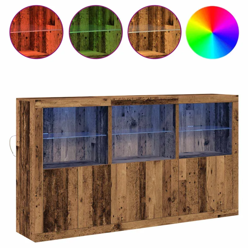 LED Bufetas Senas medis 181,5 x 37 x 100 cm Apdirbta mediena
