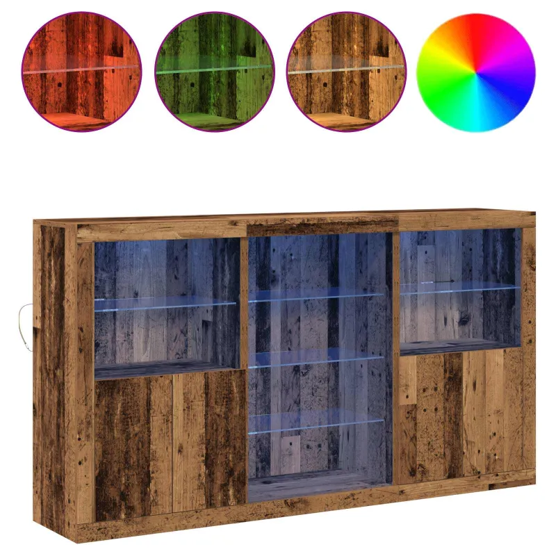 LED Bufetas Senas medis 181,5 x 37 x 100 cm Apdirbta mediena