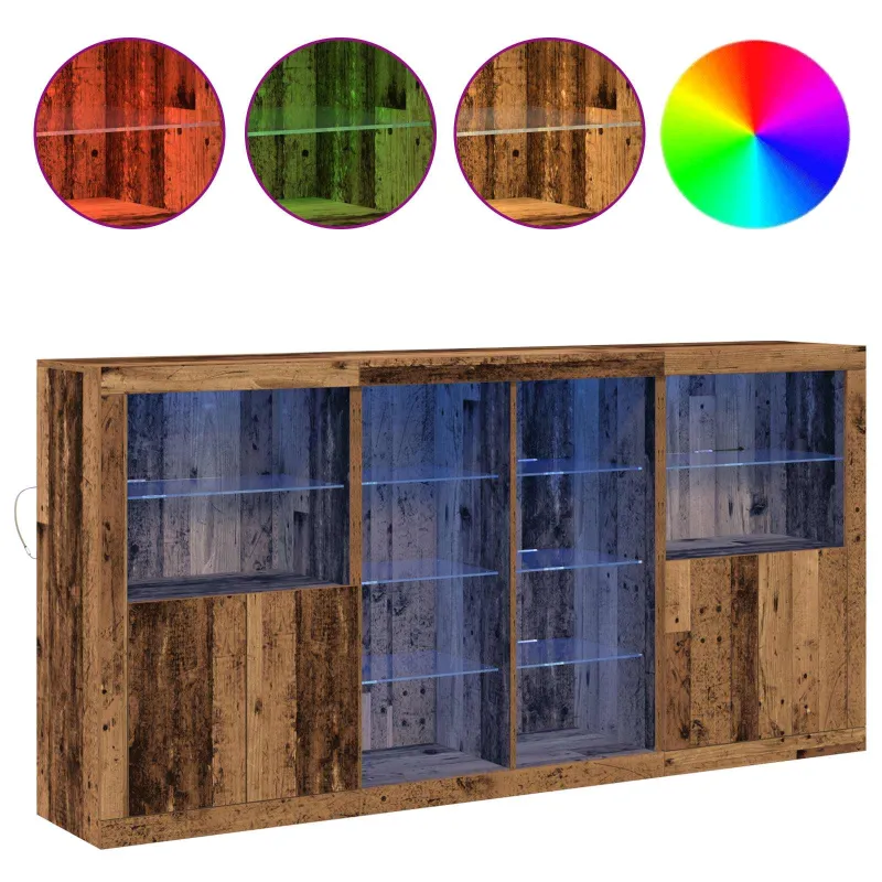 LED Bufetas 3 pcs Senas medis 202 x 37 x 100 cm