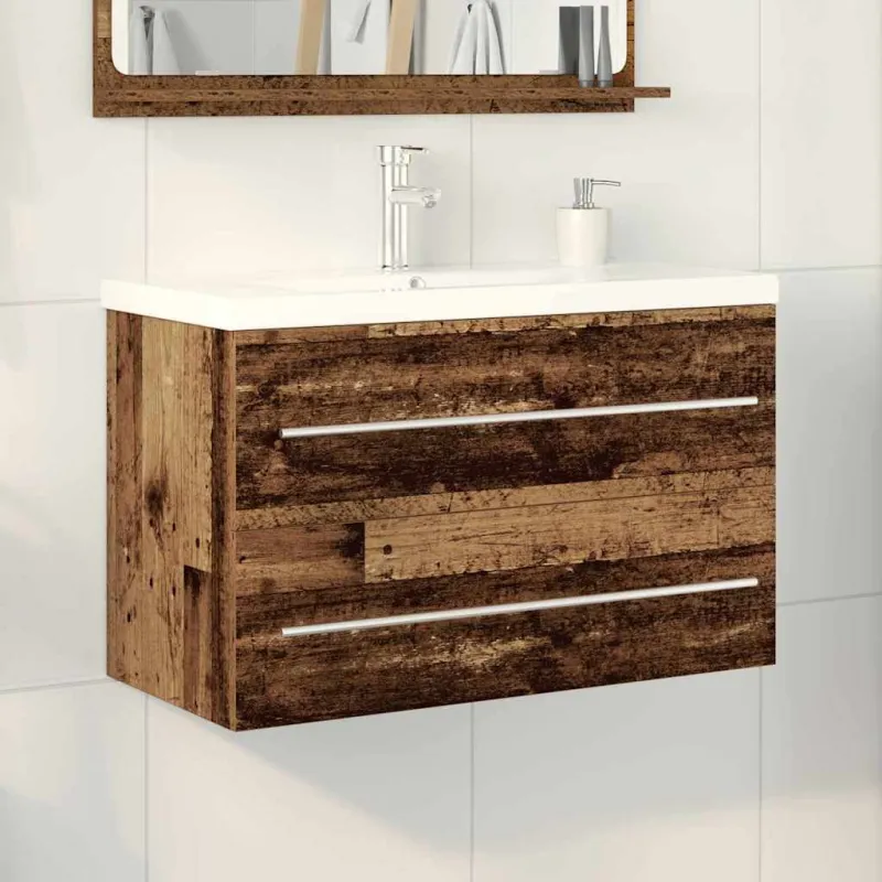 Vonios kriauklės spinta 2 pcs Senovinis medis 80 x 38,5 x 48 cm