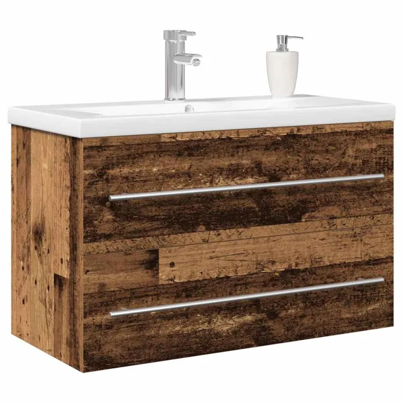Vonios kriauklės spinta 2 pcs Senovinis medis 80 x 38,5 x 48 cm
