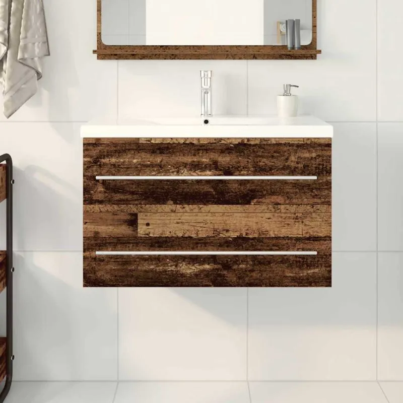 Vonios kriauklės spinta 2 pcs Senovinis medis 80 x 38,5 x 48 cm