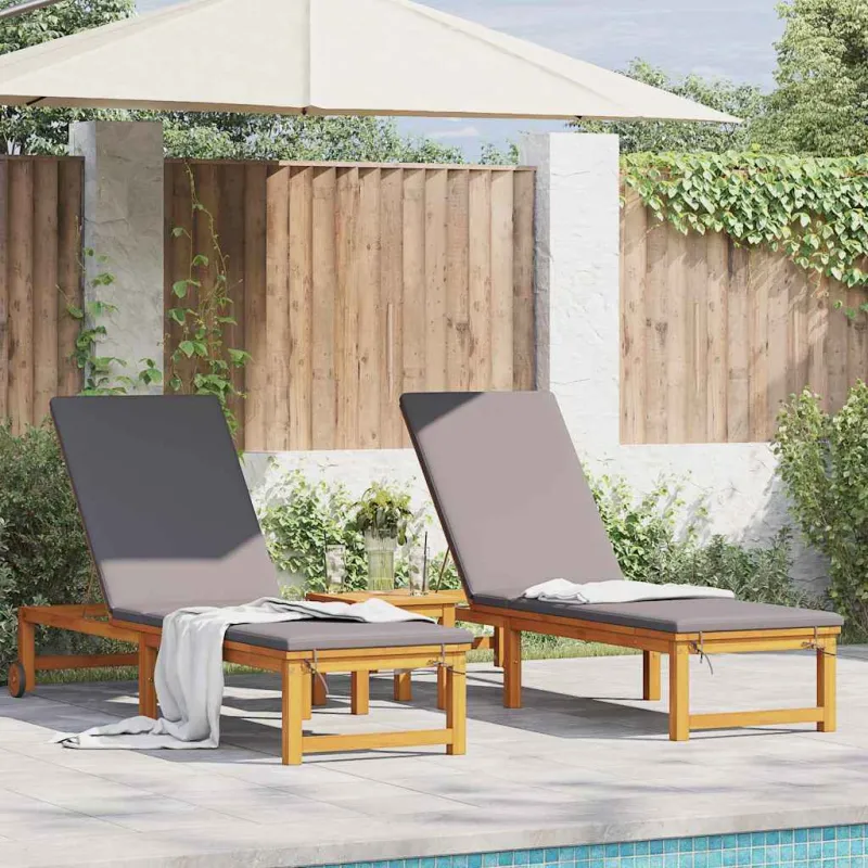 Saulės gultas 2 pcs Ruda 202 x 53 x 89 cm