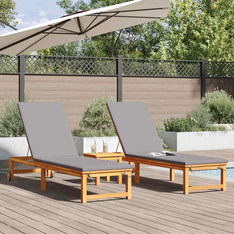 Saulės gultas 2 pcs Ruda 202 x 53 x 89 cm