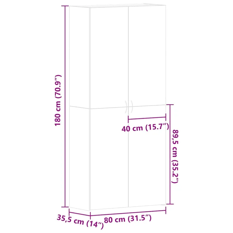 Batu skrynia Ruda 80 x 35.5 x 180 cm Apdirbta mediena