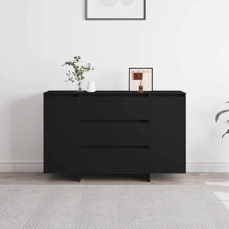Kabalas su stalčių Juoda 120 x 41 x 75 cm Apdirbta mediena
