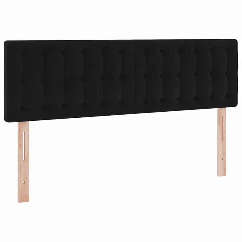 LED saugojimo lova su čiužiniu Juoda 140 x 190 cm Aksomas