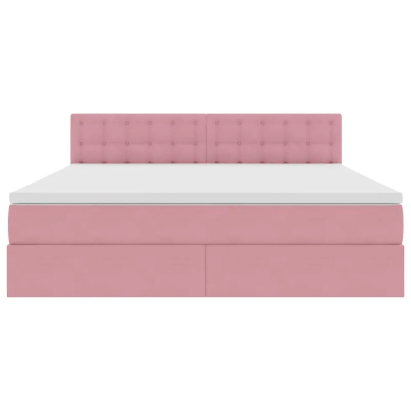 LED saugojimo lova su čiužiniu Rožinė 160 x 200 cm Aksomas